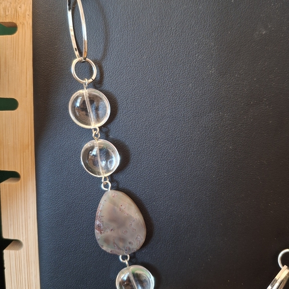 VINTAGE Whimsical Silver Tone, White and Brown Necklace - Picture 3 of 7